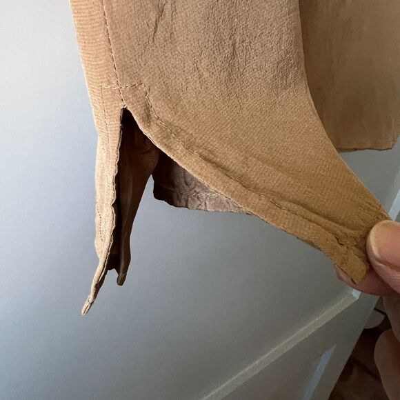 Clio For Nordstrom Tank Top Womens 4 Tan 100% Silk Sleeveless Lined Classic - Picture 4 of 6